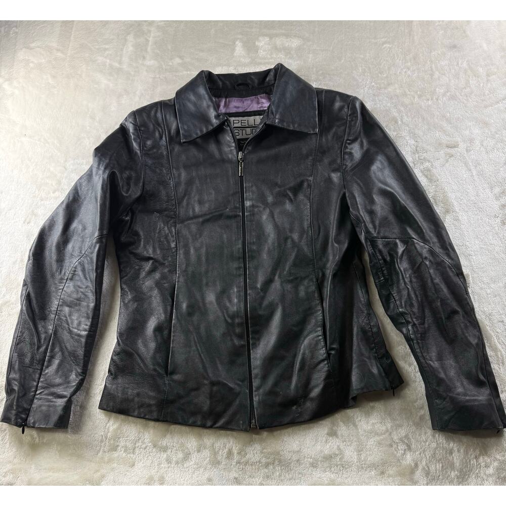 Pelle Studio by Wilsons Leather Jacket Women's Size Medium Black Full Zip